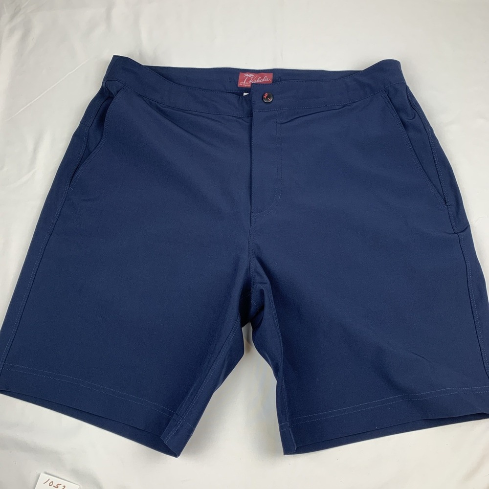 Kahala Men's Size 32 Shorts Navy Blue Zippered Back Pockets Chino